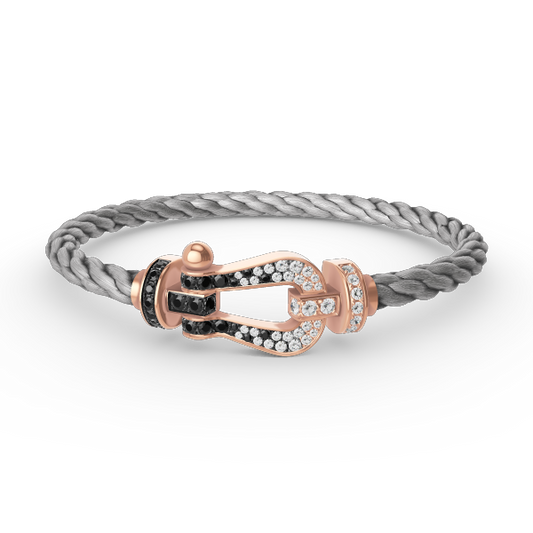 [Love's Uplift]FORCE LARGE HORSESHOE BLACK WHITE DIAMOND BRACELET ROSE GOLD