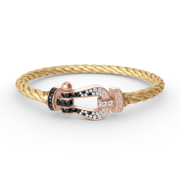 [Love's Uplift]FORCE LARGE HORSESHOE BLACK WHITE DIAMOND BRACELET ROSE GOLD