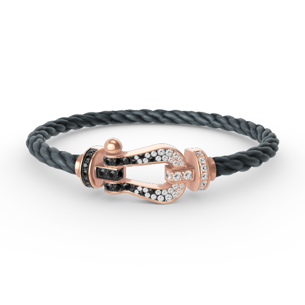 [Love's Uplift]FORCE LARGE HORSESHOE BLACK WHITE DIAMOND BRACELET ROSE GOLD