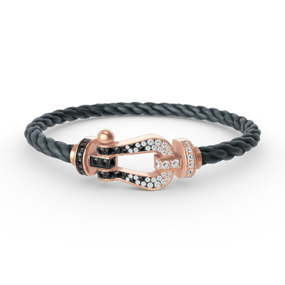 [Love's Uplift]FORCE LARGE HORSESHOE BLACK WHITE DIAMOND BRACELET ROSE GOLD