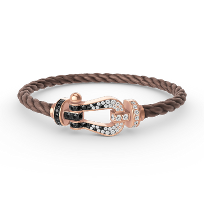 [Love's Uplift]FORCE LARGE HORSESHOE BLACK WHITE DIAMOND BRACELET ROSE GOLD
