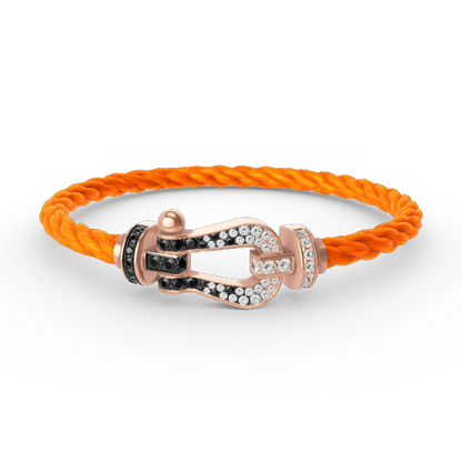 [Love's Uplift]FORCE LARGE HORSESHOE BLACK WHITE DIAMOND BRACELET ROSE GOLD