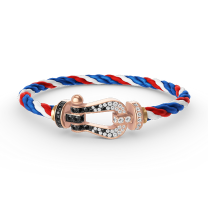 [Love's Uplift]FORCE LARGE HORSESHOE BLACK WHITE DIAMOND BRACELET ROSE GOLD