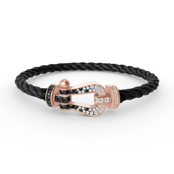 [Love's Uplift]FORCE LARGE HORSESHOE BLACK WHITE DIAMOND BRACELET ROSE GOLD