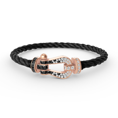 [Love's Uplift]FORCE LARGE HORSESHOE BLACK WHITE DIAMOND BRACELET ROSE GOLD