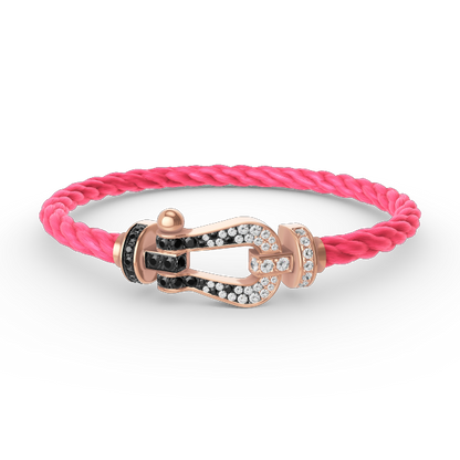 [Love's Uplift]FORCE LARGE HORSESHOE BLACK WHITE DIAMOND BRACELET ROSE GOLD