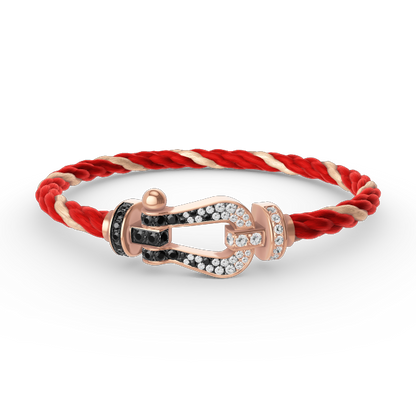 [Love's Uplift]FORCE LARGE HORSESHOE BLACK WHITE DIAMOND BRACELET ROSE GOLD