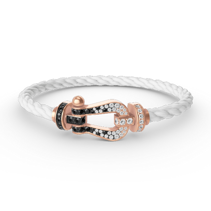 [Love's Uplift]FORCE LARGE HORSESHOE BLACK WHITE DIAMOND BRACELET ROSE GOLD