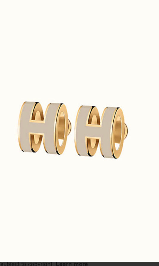 [Love's Uplift]MINI POP H GOLD EARRINGS GREY