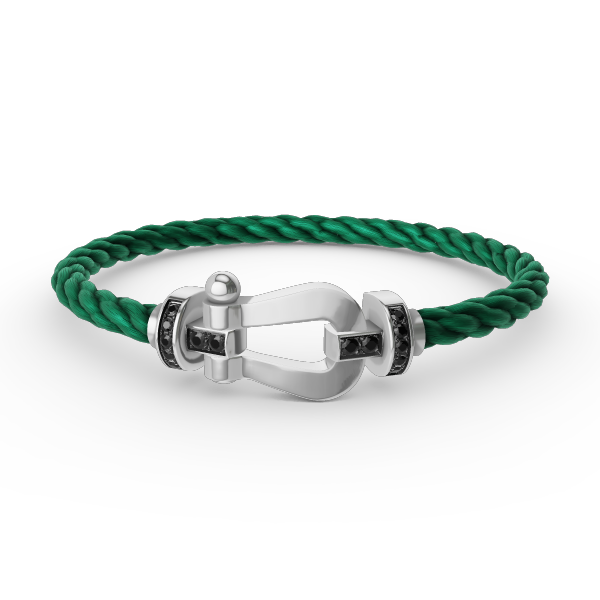 [Love's Uplift]FORCE LARGE HORSESHOE BLACK DIAMOND BRACELET SILVER