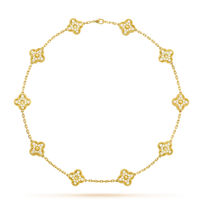 [Love's Uplift]CLOVER 10 MOTIFS DIAMOND NECKLACE