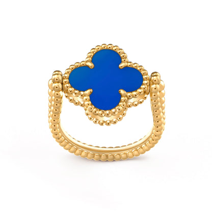 [Love's Uplift]CLOVER RIVERSIBLE BLUE AGATE RING