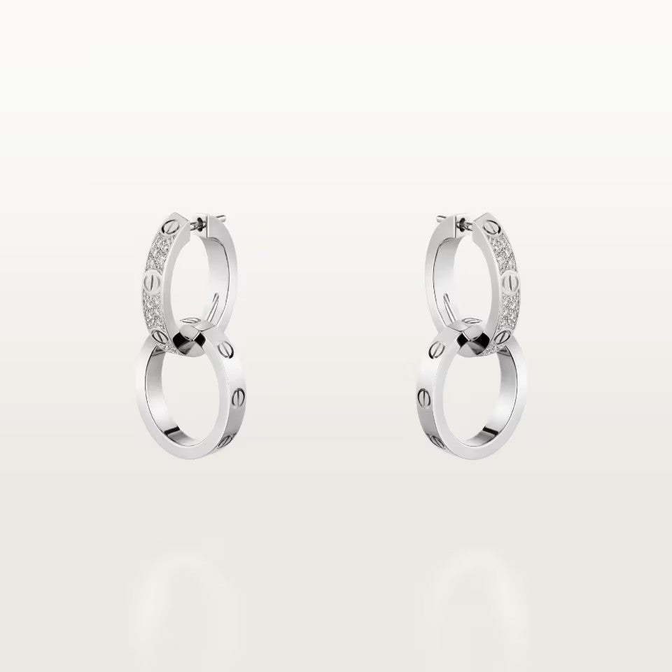 [Love's Uplift]LOVE 3.3MM DANGLE HALF DIAMOND EARRINGS