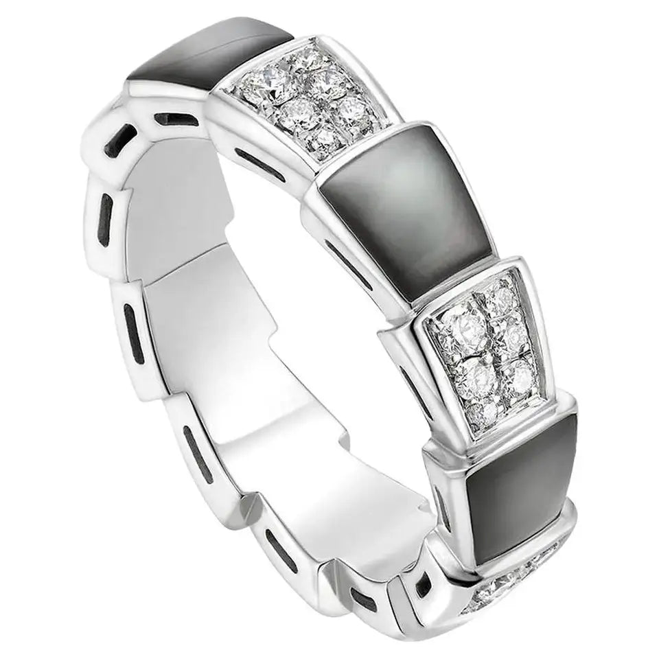 [Love's Uplift]SERPENTI RING SILVER DIAMOND BLACK MOP 4MM