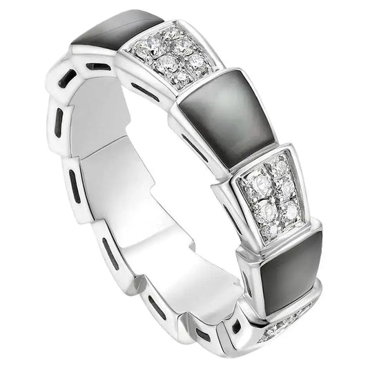 [Love's Uplift]SERPENTI RING SILVER DIAMOND BLACK MOP 4MM