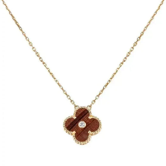 [Love's Uplift]CLOVER 15MM DIAMOND AND YELLOW TIGER'S EYE AGATE necklace