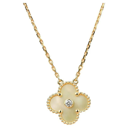 [Love's Uplift]CLOVER 15MM DIAMOND GOLD MOTHER OF PEARL NECKLACE