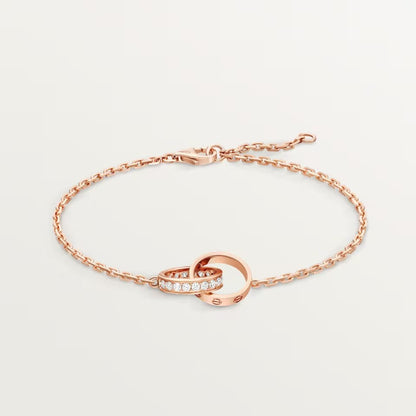 [Love's Uplift]LOVE DOUBLE RING HALF DIAMOND BRACELET