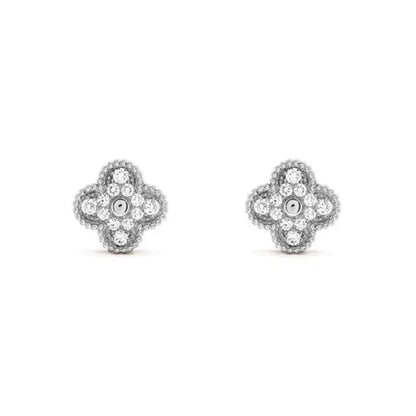 [Love's Uplift]CLOVER 1 MOTIFS DIAMOND STUD EARRINGS SILVER