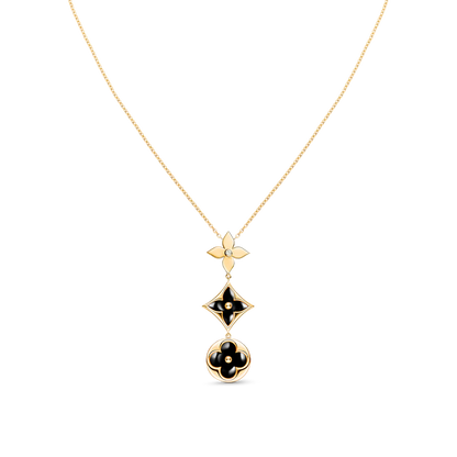 [Love's Uplift]STAR AND SUN ONYX PINK GOLD NECKLACE