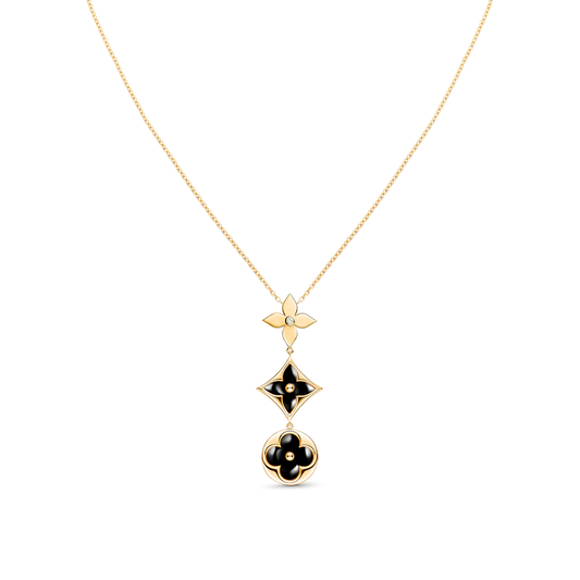 [Love's Uplift]STAR AND SUN ONYX PINK GOLD NECKLACE