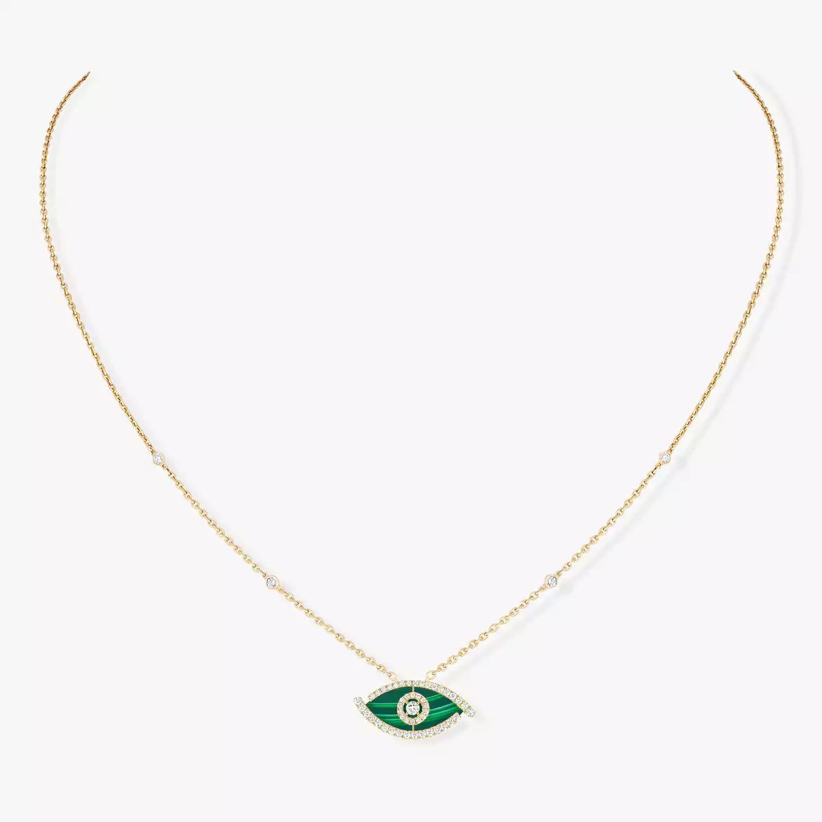 [Love's Uplift ]Lucky Eye Diamond Necklace in Rose Gold and Turquoise