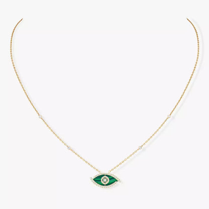 [Love's Uplift ]Lucky Eye Diamond Necklace in Rose Gold and Turquoise