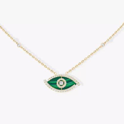[Love's Uplift ]Lucky Eye Diamond Necklace in Rose Gold and Turquoise