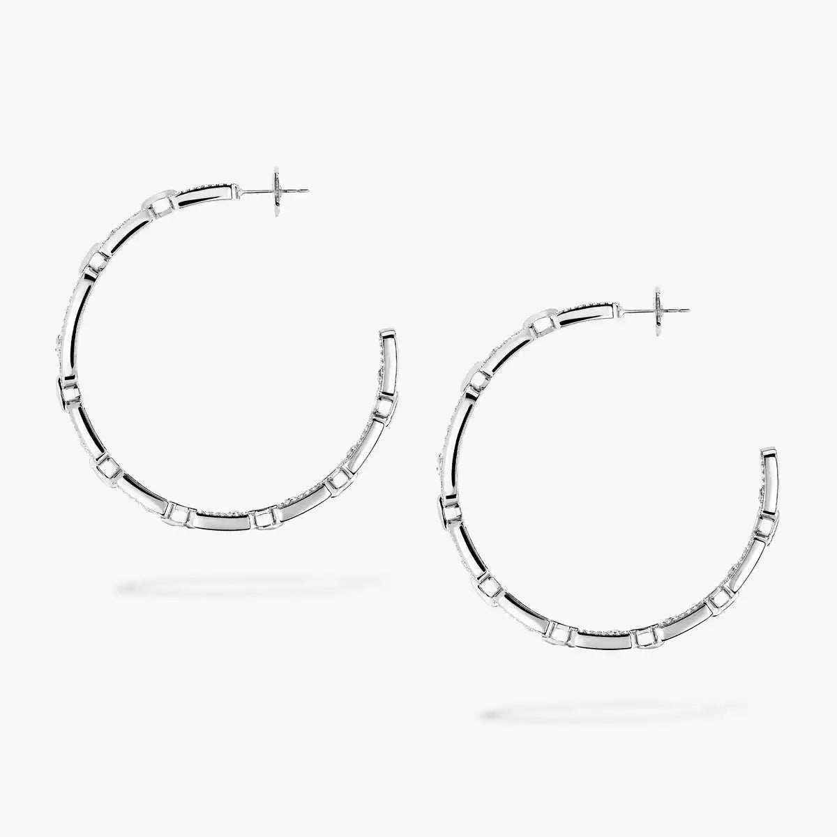 [[Love's Uplift ]Move Link Diamond Hoop Earrings
