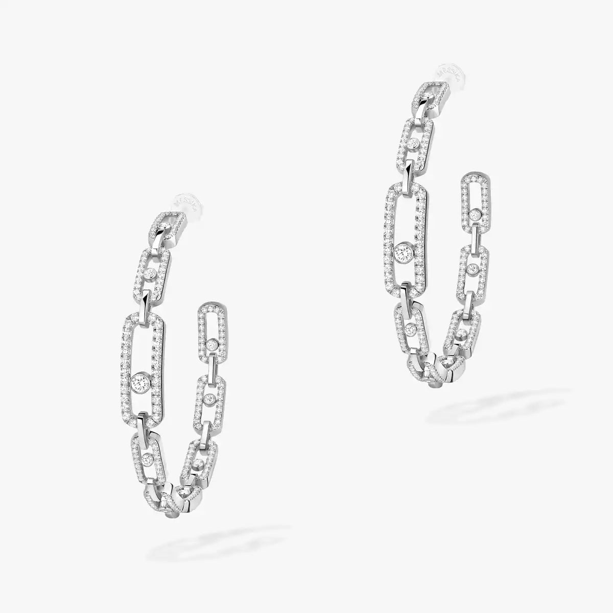 [[Love's Uplift ]Move Link Diamond Hoop Earrings