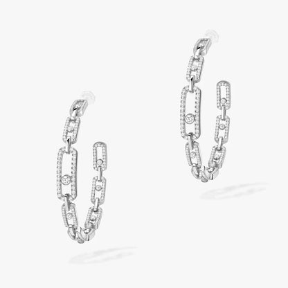 [[Love's Uplift ]Move Link Diamond Hoop Earrings