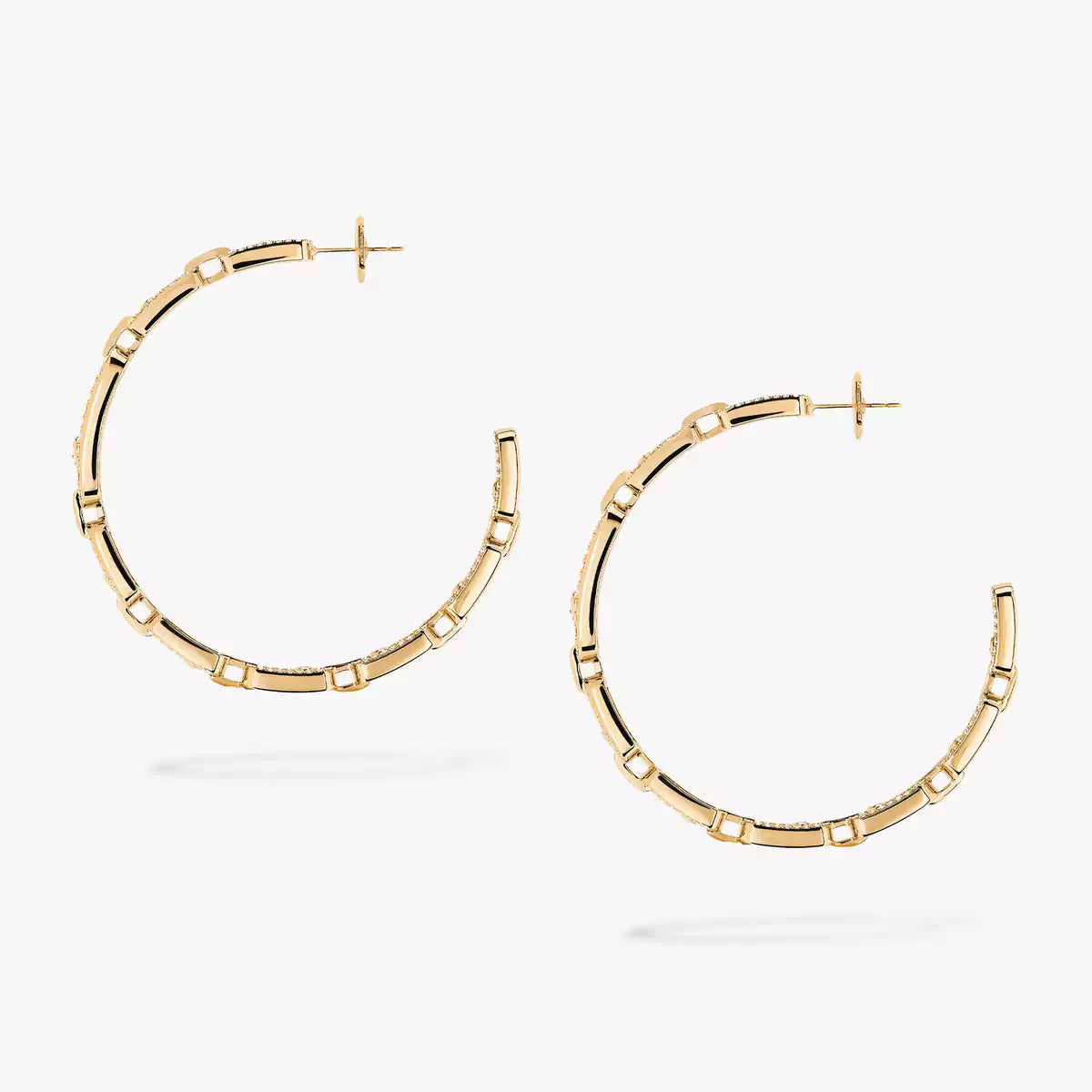 [[Love's Uplift ]Move Link Diamond Hoop Earrings