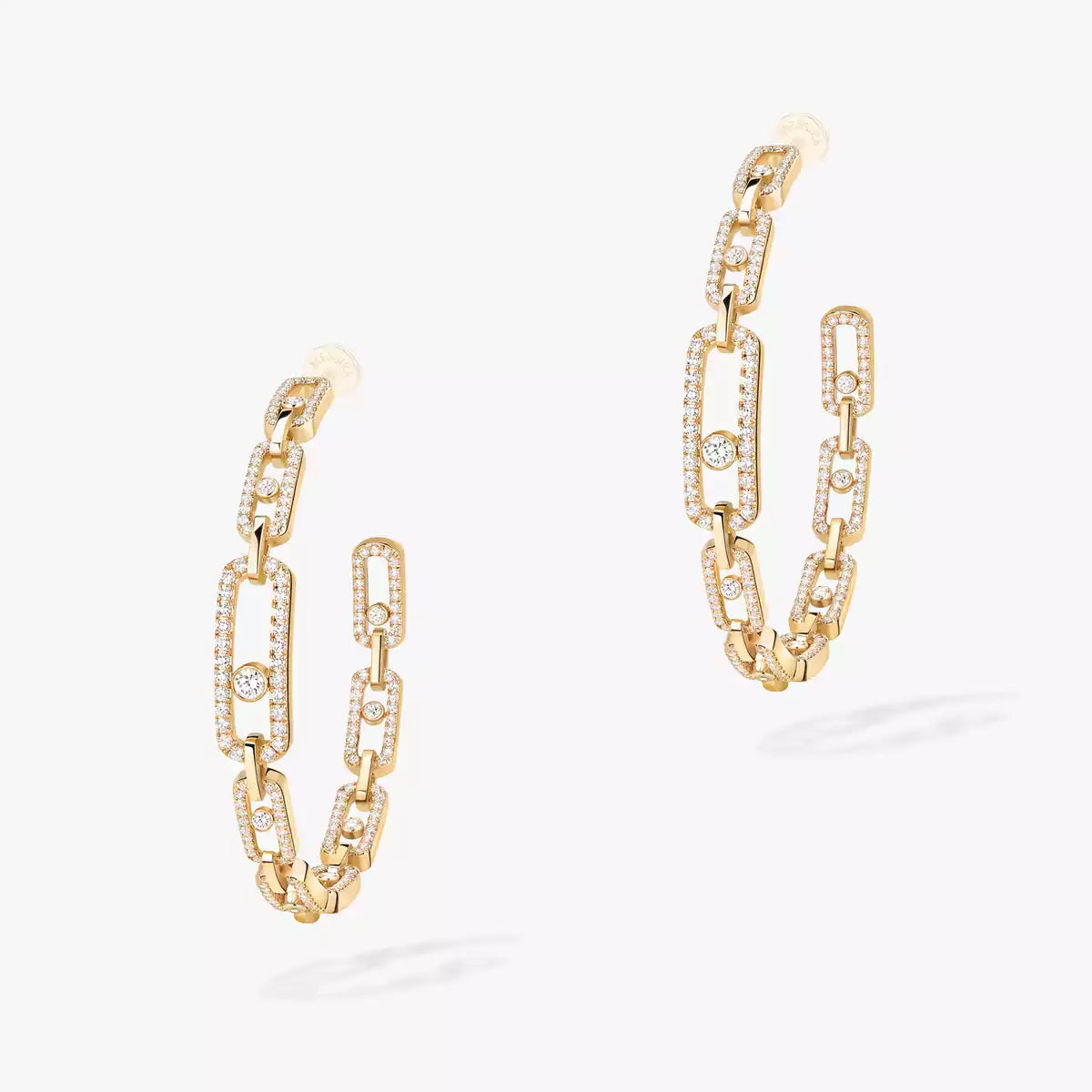 [[Love's Uplift ]Move Link Diamond Hoop Earrings