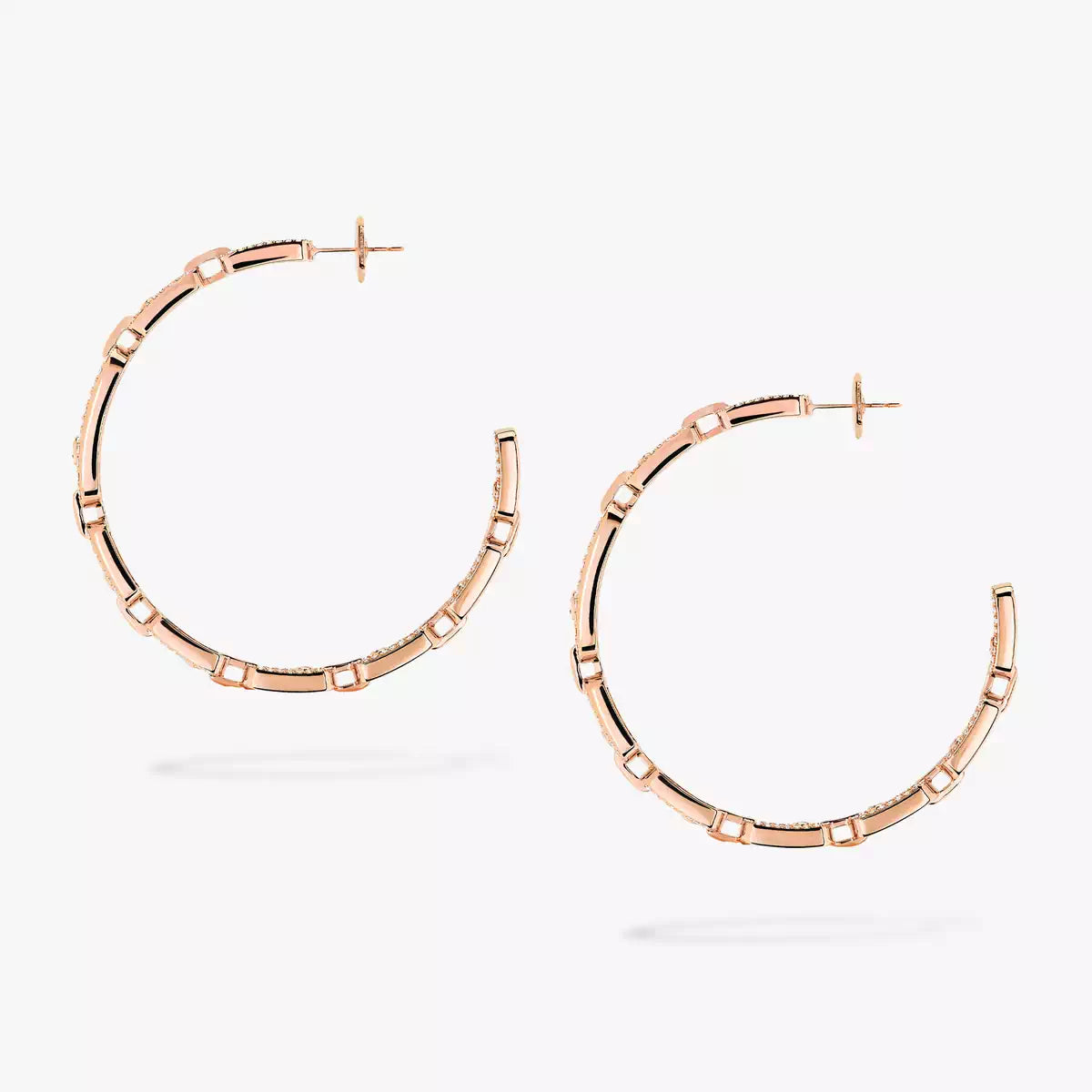 [[Love's Uplift ]Move Link Diamond Hoop Earrings