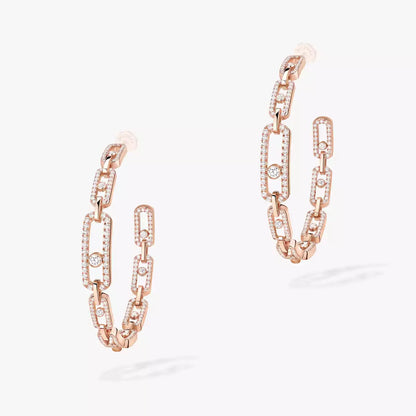 [[Love's Uplift ]Move Link Diamond Hoop Earrings