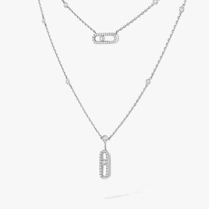 [Love's Uplift Jewelry]2 Rows Rose Gold Diamond Pave_ Necklace Move Uno