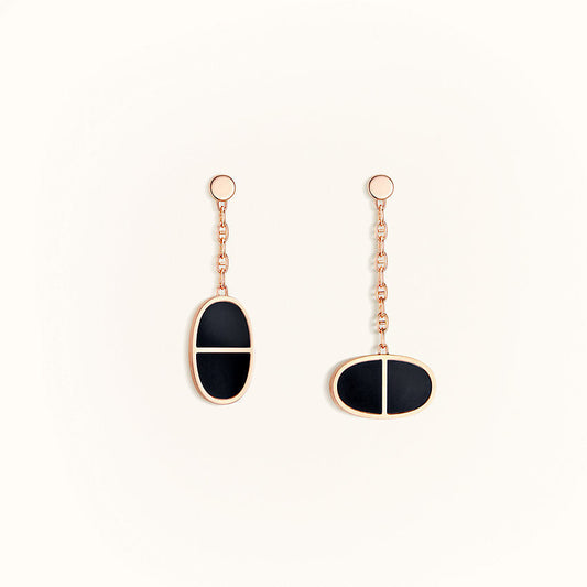 [Love's Uplift]CHAINE VERSO BLACK CERAMIC EARRINGS