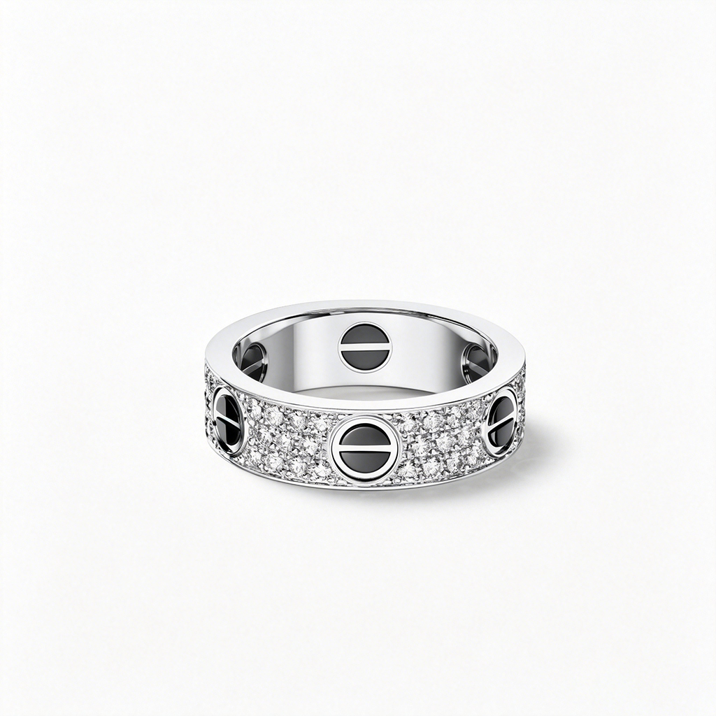 [Love's Uplift]LOVE RING 5.5MM DIAMONDS PAVED CERAMIC