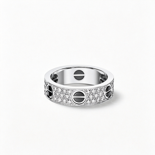 [Love's Uplift]LOVE RING 5.5MM DIAMONDS PAVED CERAMIC