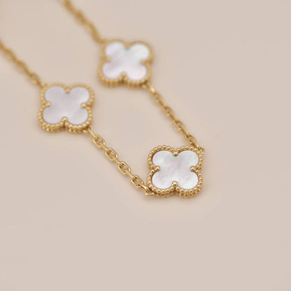[Love's Uplift]CLOVER  5 MOTIF WHITE MOP BRACELET