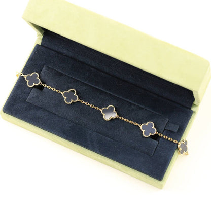 [Love's Uplift]CLOVER  5 MOTIFS BLACK ONYX BRACELET