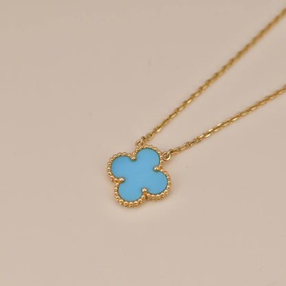 [Love's Uplift]CLOVER 15MM VINTAGE TURQUOISE NECKLACE