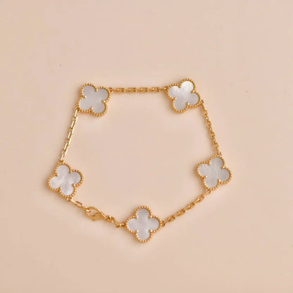 [Love's Uplift]CLOVER WHITE PEARL MOP 5 MOTIF BRACELET COLLECTION