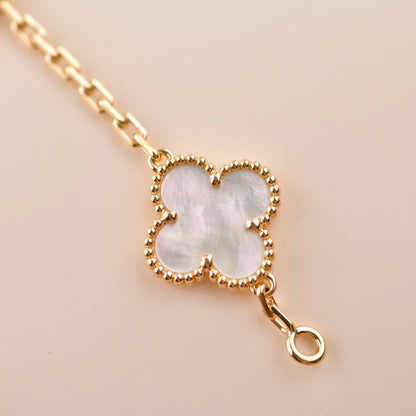 [Love's Uplift]CLOVER  5 MOTIF WHITE MOP BRACELET