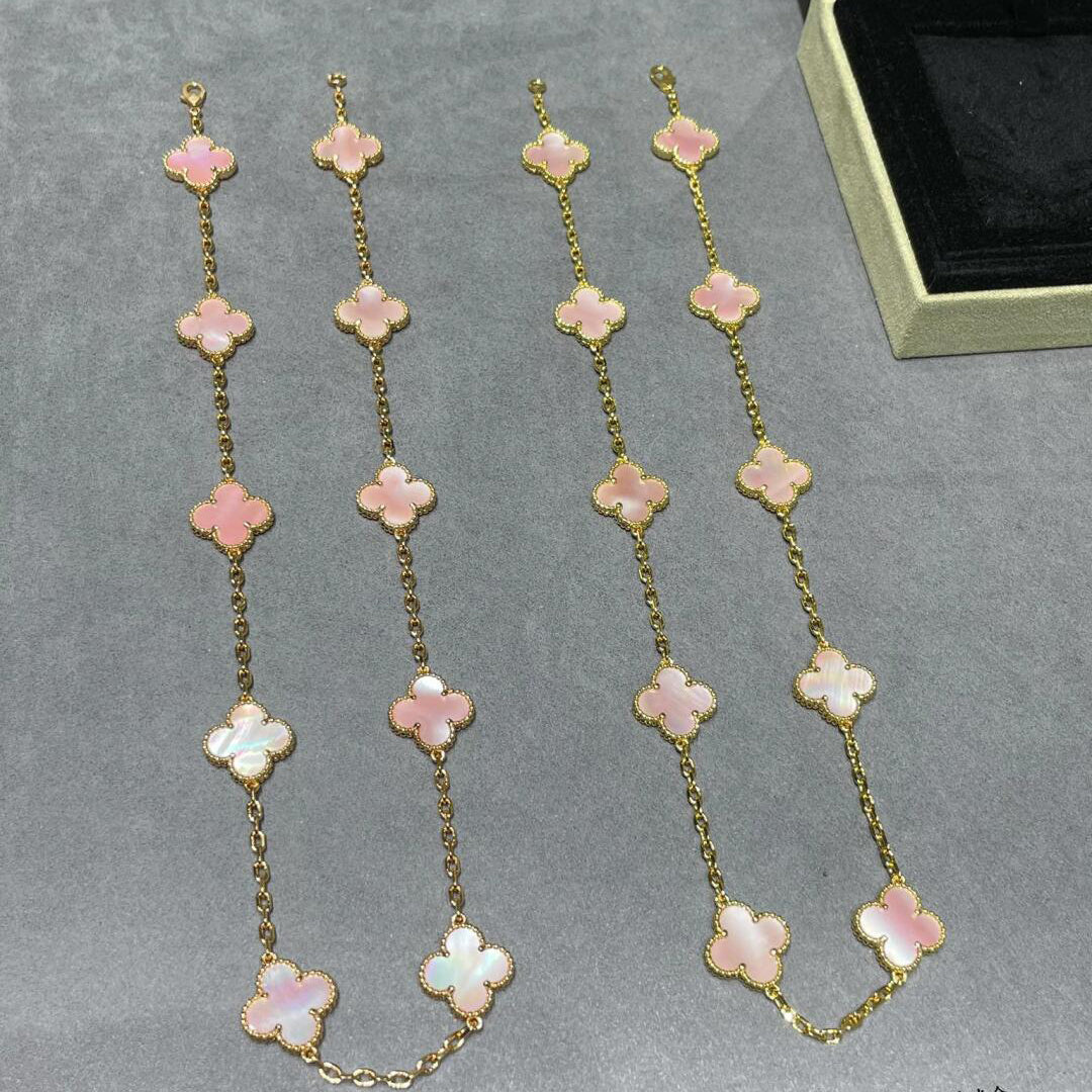 [Love's Uplift]CLOVER 10 MOTIFS PINK MOP NECKLACE