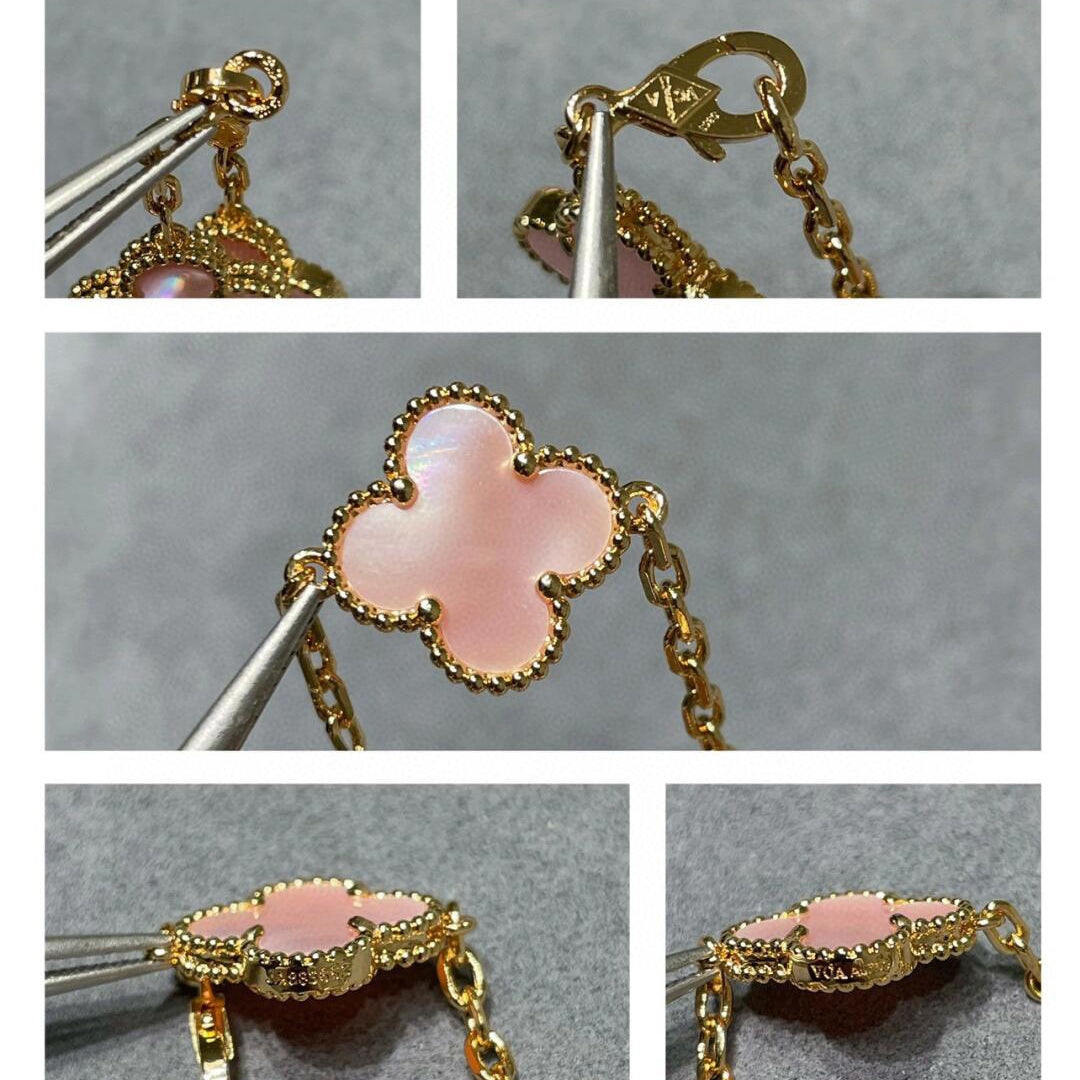 [Love's Uplift]CLOVER 10 MOTIFS PINK MOP NECKLACE