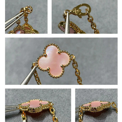 [Love's Uplift]CLOVER 10 MOTIFS PINK MOP NECKLACE