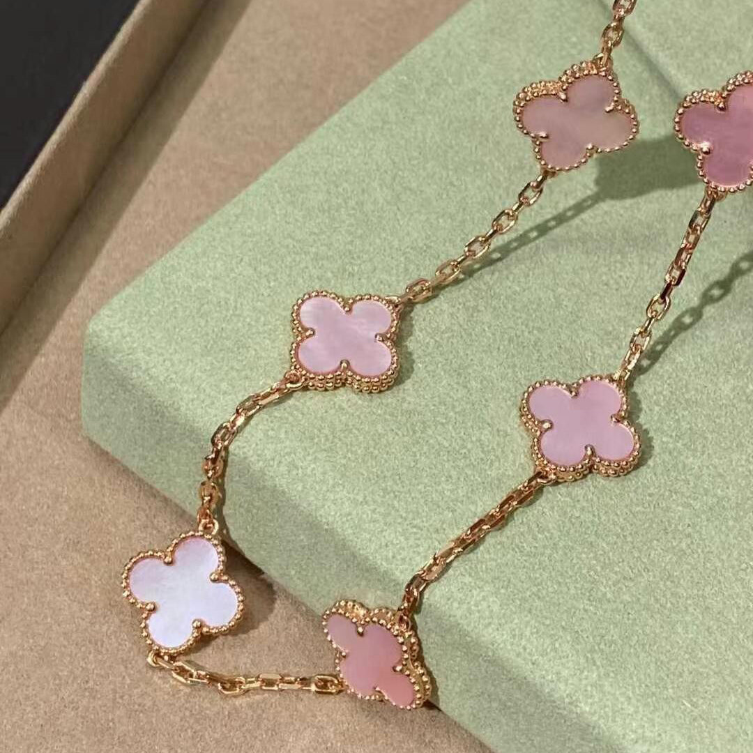 [Love's Uplift]CLOVER 10 MOTIFS PINK MOP NECKLACE