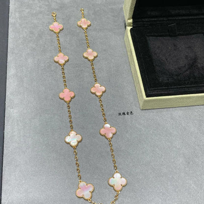 [Love's Uplift]CLOVER 10 MOTIFS PINK MOP NECKLACE