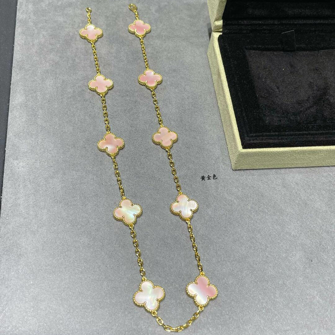 [Love's Uplift]CLOVER 10 MOTIFS PINK MOP NECKLACE